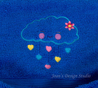 Cloud with Hearts Hooded Bath Towel Design